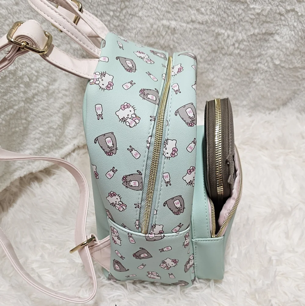 Hello Kitty × Pusheen Loungefly Mini Backpack Leather Cute Girls EUC - Picture 7 of 11